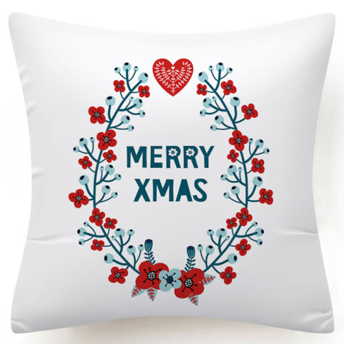 Throw PILLOW COVER Christmas Red White Xmas Double-Sided Cushion Case 18x18" USA