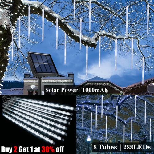 Christmas 288LED Solar Meteor Shower Rain String Lights Party Garden Tree Decor