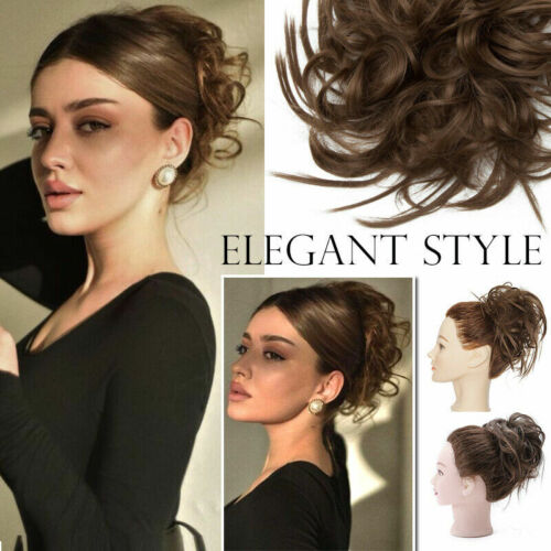 Natural Curly Messy Bun Hair Piece Scrunchie Updo Real as human Hair Extensions