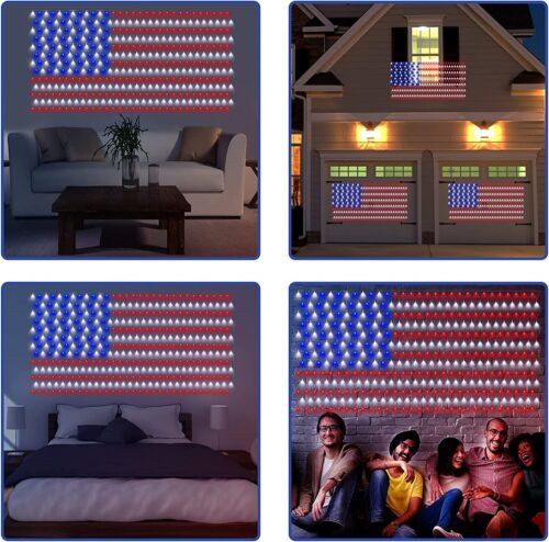 LED American Flag LED Lights 420 LED USA Flag Net Lights Waterproof