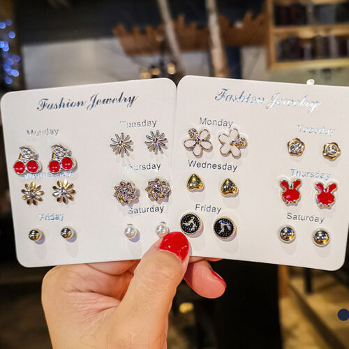 6~7 Pairs/Set Korean Style Week Earrings Set