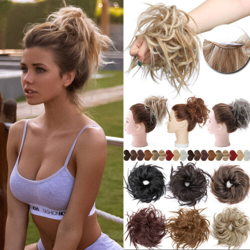 Natural Curly Messy Bun Hair Piece Scrunchie Updo Real as human Hair Extensions