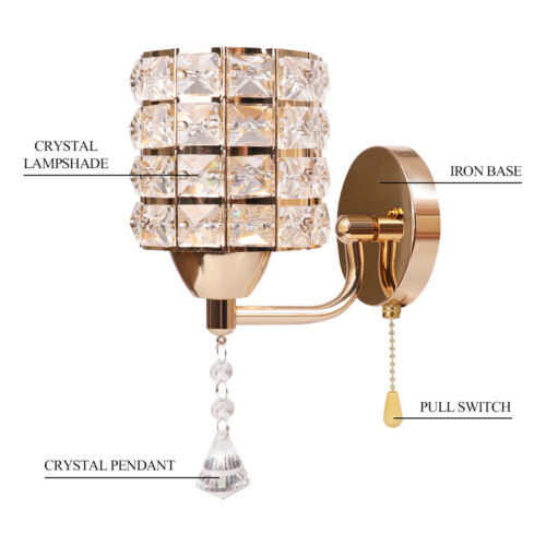 Luxury Crystal Wall Light Modern E27 Home Wall Sconce Lighting Fixture