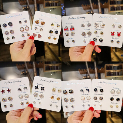 6~7 Pairs/Set Korean Style Week Earrings Set