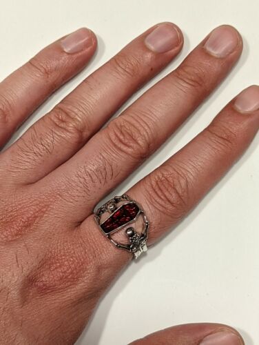 Vintage Punk Skull Ring Unisex Hip Hop Engagement Rings Fashion Red Zircon