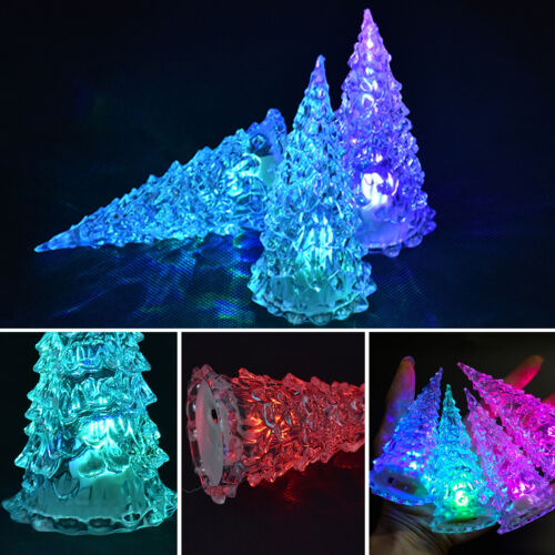 2Pcs 7 Color Changing Christmas Tree LED Night Light Table Lamp