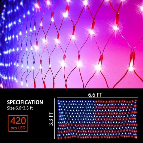 LED American Flag LED Lights 420 LED USA Flag Net Lights Waterproof