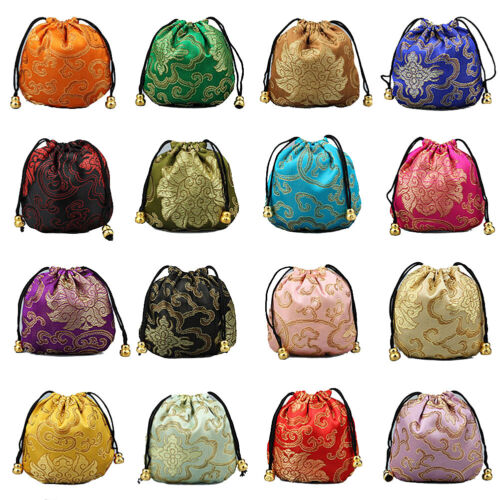 16~32 Silk Brocade Jewelry Pouch Bag Drawstring Coin Purse Gift Bag Value Set