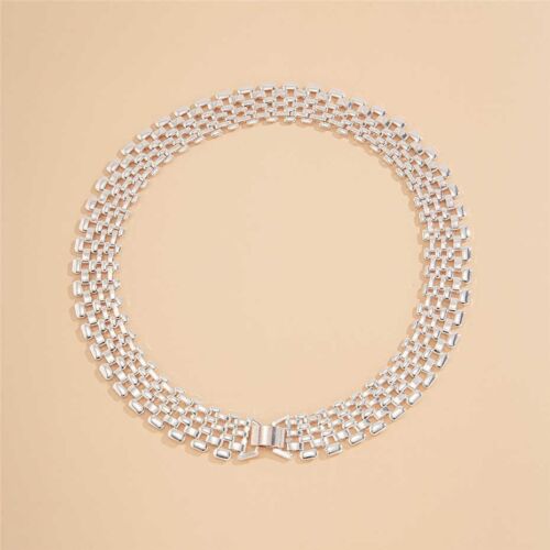 Women's Fashion Jewelry Silver Link Chain Collar Statement Necklace