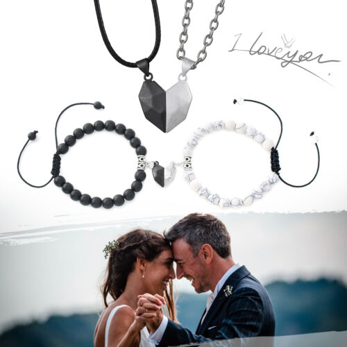 Magnetic Couple Lovers Heart Bracelet Necklace