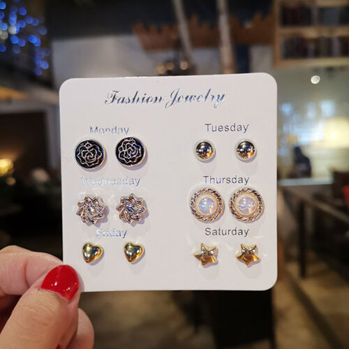 6~7 Pairs/Set Korean Style Week Earrings Set