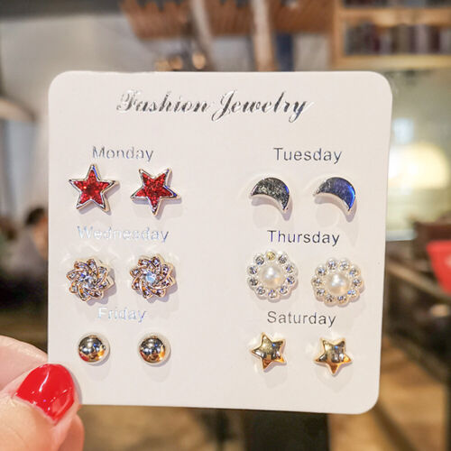 6~7 Pairs/Set Korean Style Week Earrings Set