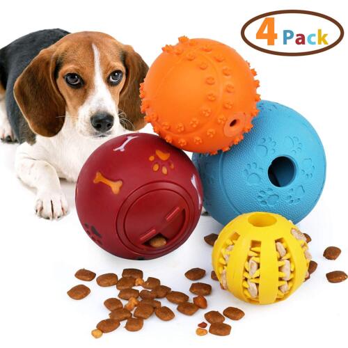 4pcs Pet Dog Interactive Tumbler Food Dispenser Feeder IQ Puzzle Treat Ball Toys