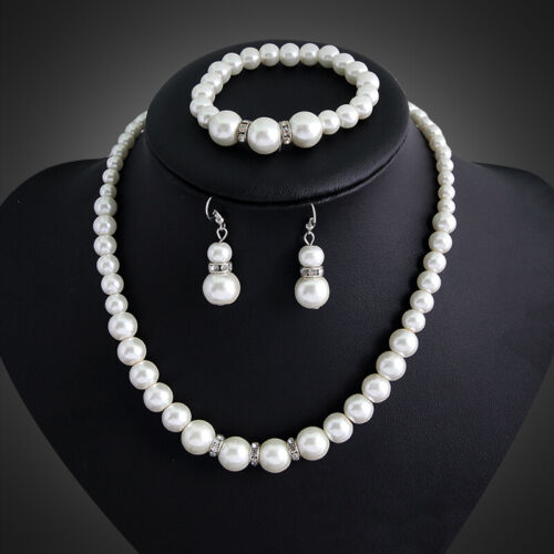 Necklace Pearl Jewelry Earrings Wedding Women Earring Bridal Crystal Fashion Set