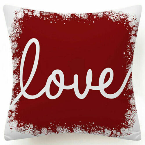 Throw PILLOW COVER Christmas Red White Xmas Double-Sided Cushion Case 18x18" USA