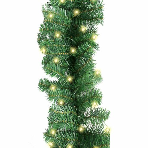 10ft Christmas Garland Prelit with 50 LED Warm White String Lights Holiday Decor