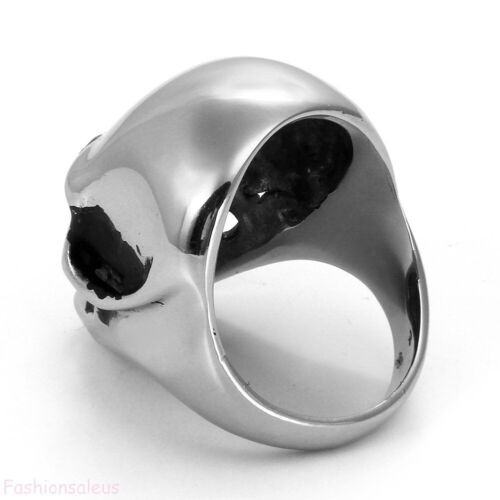 Men's Gothic Rocker Heavy Skull Bones Ring Stainless Steel Jewelry Size 7-15