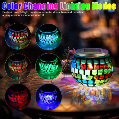 Outdoor Solar Glass Mosaic Ball LED Light Color Changing Lamp