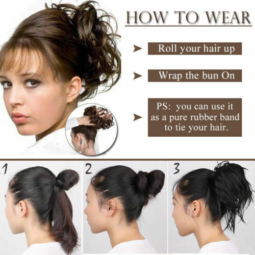 Natural Curly Messy Bun Hair Piece Scrunchie Updo Real as human Hair Extensions