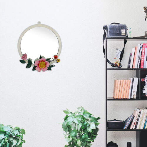 Home and Office Decor Off White Handcrafted Decorations Floral Wall Mirror