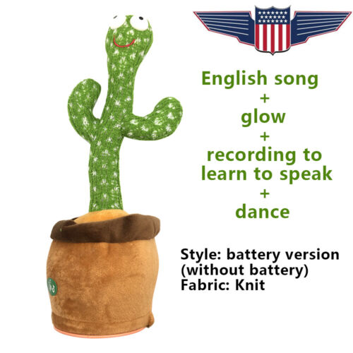 DANCING CACTUS ELECTRONIC TALKING PLUSH TOY PLAYS MUSIC & RECORDS AUDIO FOR KIDS