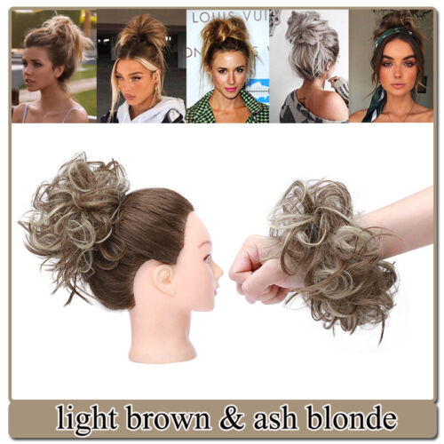 Natural Curly Messy Bun Hair Piece Scrunchie Updo Real as human Hair Extensions