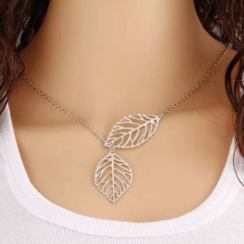 Fashion Jewelry Metal Leaves Double Wild Foliage Short Necklace Chain