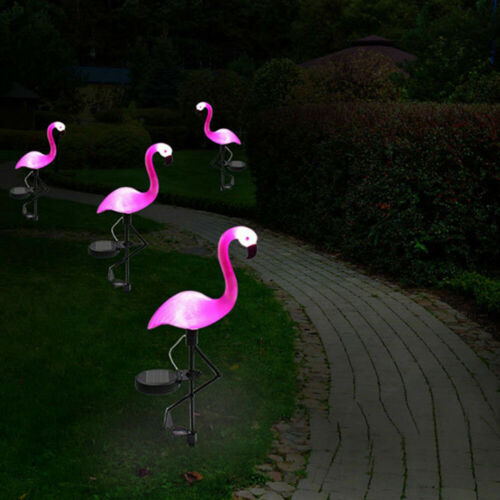 Solar Powered Pink Flamingo Ornament Garden Outdoor Light Lawn Lamp Xmas