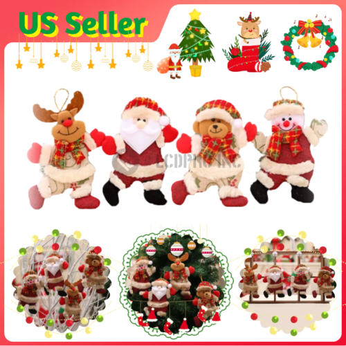 4 Style Christmas Hanging Ornament Santa Claus Snowman Doll Xmas Tree Decor Gift