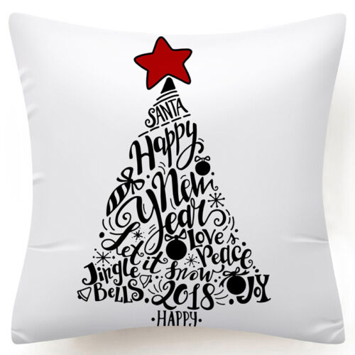 Throw PILLOW COVER Christmas Red White Xmas Double-Sided Cushion Case 18x18" USA