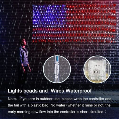 LED American Flag LED Lights 420 LED USA Flag Net Lights Waterproof