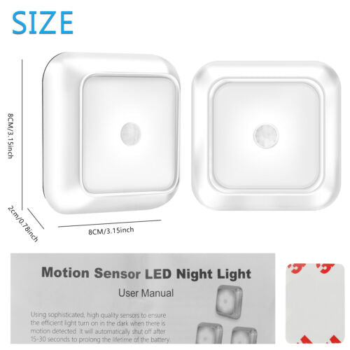 LED Motion Sensor Lights Wireless Night Light Battery Cabinet Stair Lamp