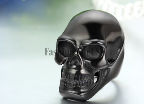 Men's Gothic Rocker Heavy Skull Bones Ring Stainless Steel Jewelry Size 7-15