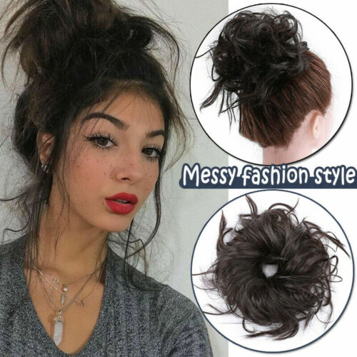 Natural Curly Messy Bun Hair Piece Scrunchie Updo Real as human Hair Extensions