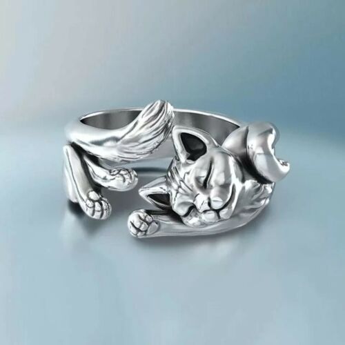 Fortune Cat Animal Rings Couple Jewelry Adjustable Finger Rings Unisex