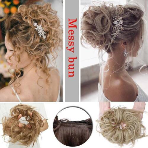 Natural Curly Messy Bun Hair Piece Scrunchie Updo Real as human Hair Extensions