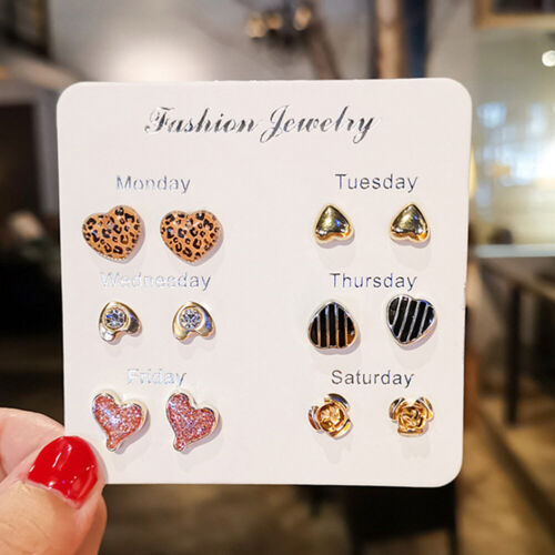 6~7 Pairs/Set Korean Style Week Earrings Set