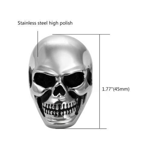 Men's Gothic Rocker Heavy Skull Bones Ring Stainless Steel Jewelry Size 7-15