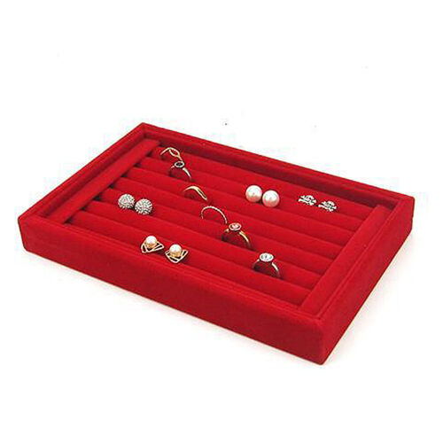 1-2 Pc Velvet Jewelry Ring Display Organizer Tray Holder