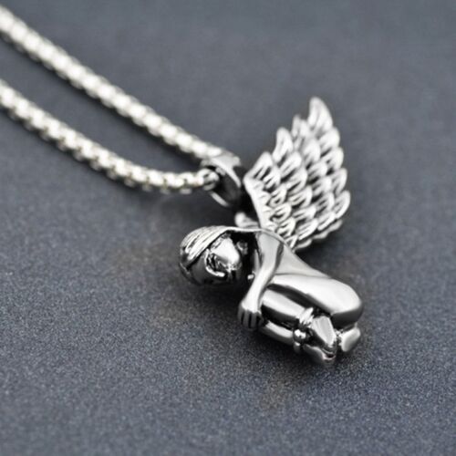 Women's Love Girls Angel Wings Pendant Necklace Chain Set Stainless Steel