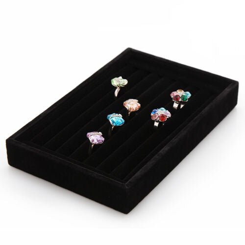 1-2 Pc Velvet Jewelry Ring Display Organizer Tray Holder