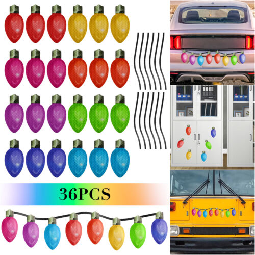 36Pcs Reflective Light Bulb Sticker Christmas Magnet