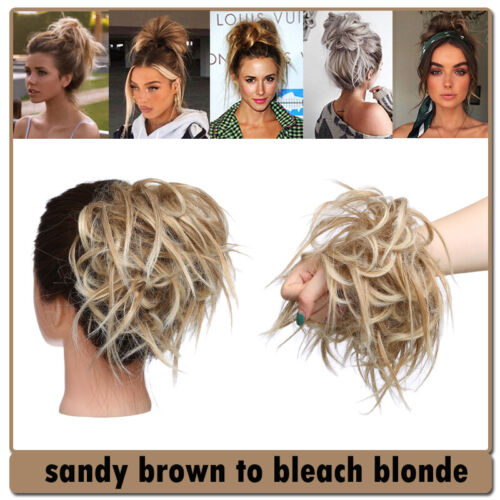 Natural Curly Messy Bun Hair Piece Scrunchie Updo Real as human Hair Extensions