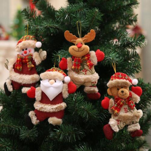 4 Style Christmas Hanging Ornament Santa Claus Snowman Doll Xmas Tree Decor Gift