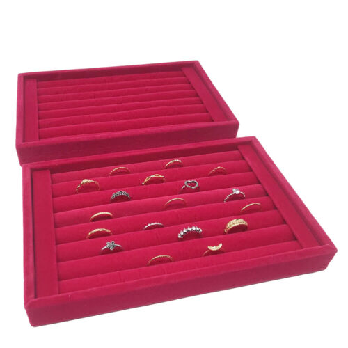 1-2 Pc Velvet Jewelry Ring Display Organizer Tray Holder