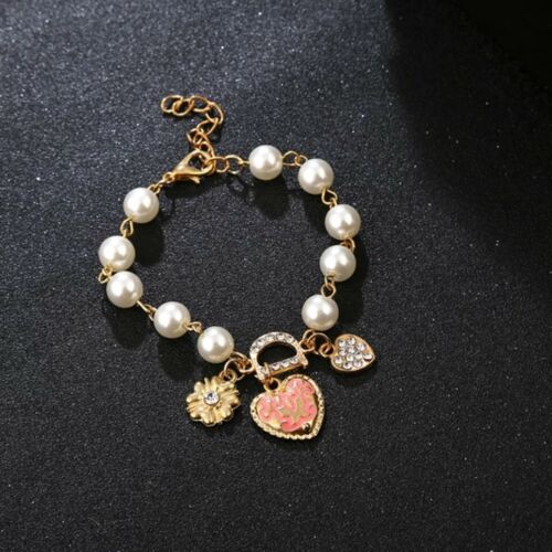 Fashion Style Jewelry Bohenmian Heart Bracelet Floral Imitation Pearl Women