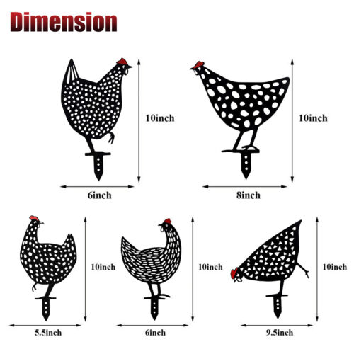 5PCS Chicken Stakes Yard Art Outdoor Garden Backyard Lawn