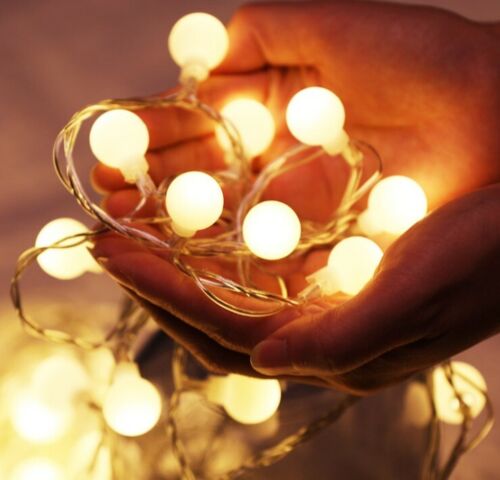 US LED Ball String Fairy Lights Battery Operated Christmas Wedding Party Decors