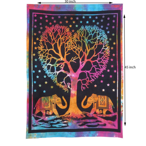 Wall Tapestry Hanging Decor Poster Small Tree Heart Cotton Elephant