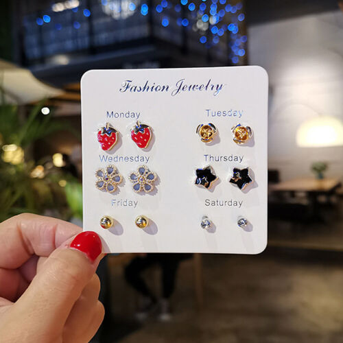 6~7 Pairs/Set Korean Style Week Earrings Set